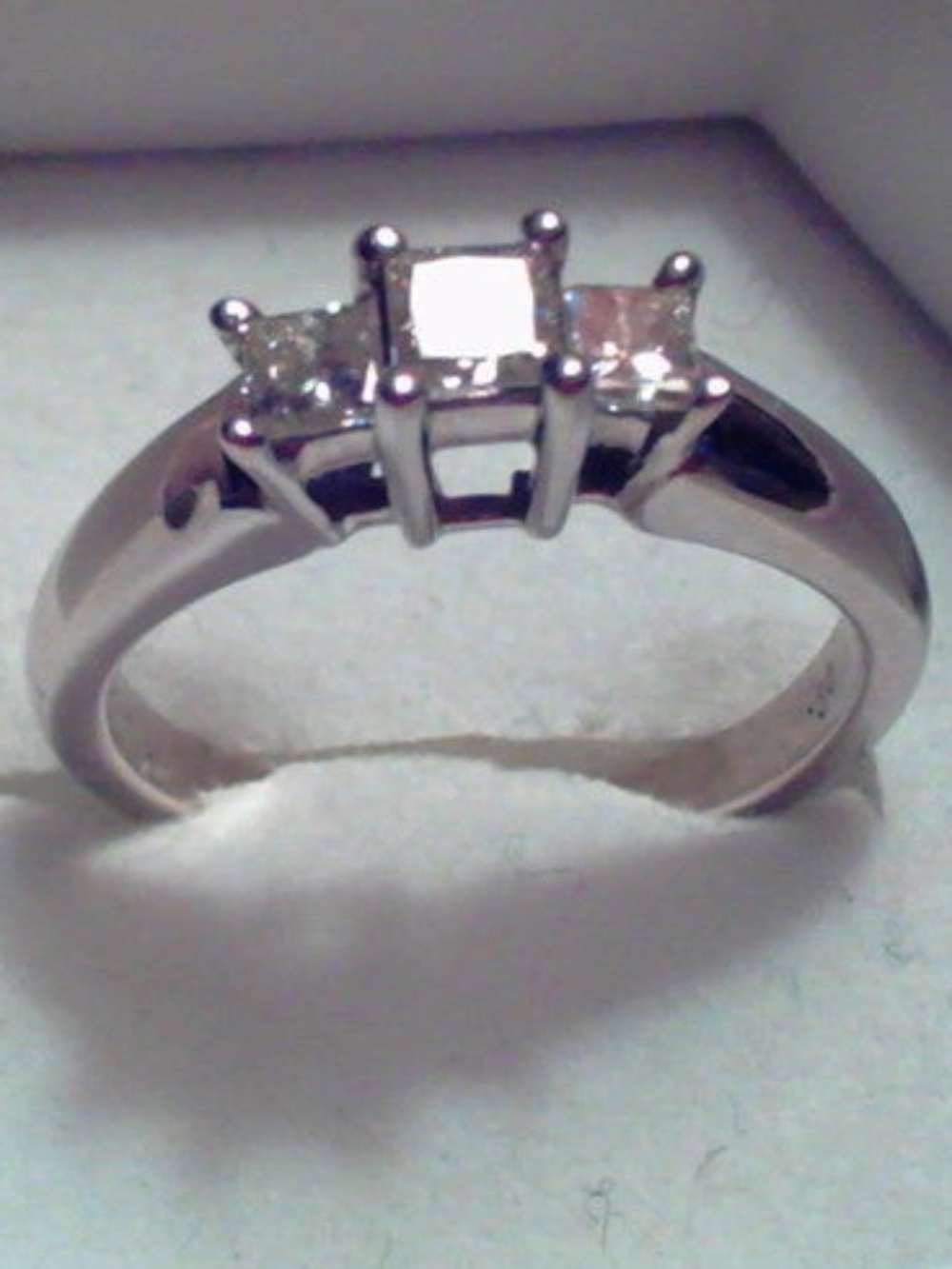 3-Diamond Princ/Cut 1/2ctw Ring, 14kt white gold